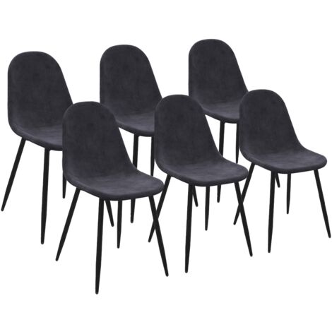 6er-Set DALI Esszimmerstühle aus dunkelgrauem Samt