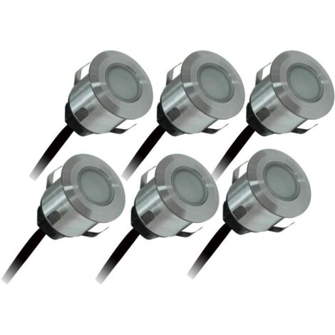 6er Set Einbaustrahler Außen 4,5W, 3000K, 6x15lm, Ø35, Edelstahl - PATIO Arlux Lighting