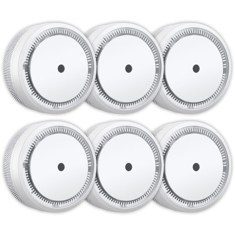 6er Set Elro Optischer Rauchmelder Mit 10 Jahres Batterie, Mini Ø 7, 2cm, Weiß