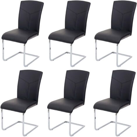 6er-Set Esszimmerstuhl HHG-524, Freischwinger Küchenstuhl Konferenzstuhl Kunstleder, schwarz