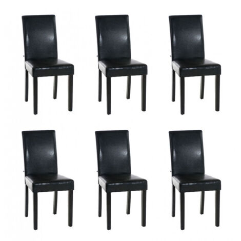 6er Set Esszimmerstuhl Ina Kunstleder schwarz schwarz