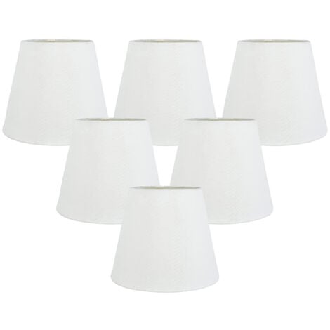TLILY 6er-Set Lampenschirme aus weißem Stoff zum Anklipsen von Kronleuchterlampen, Ersatz für E14-Wandlampen, Heimdekoration