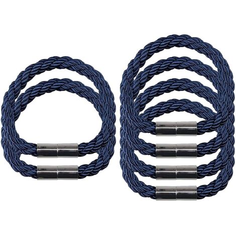 6er-Set magnetische Gardinenhalter, praktische dekorative Raffhalter, gewebtes Gardinenseil – Blau