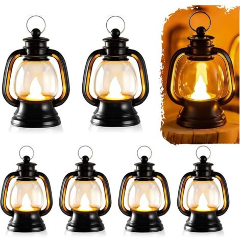 6er-Set Mini-LED-Laternen in Schwarz – Halloween-Dekoration – Mini-Weihnachtslaterne – LED-Weihnachtslaterne – Ramadan-Dekoration – Mini-Laterne in Schwarz – Mittelalterliche Tischdekoration