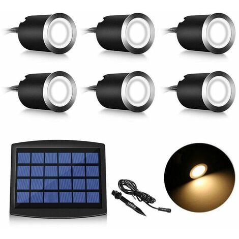 6er-Set Mini-LED-Strahler Solar-LED-Bodeneinbaustrahler, 3W Außen-Steheinbauleuchte, Außen-Bodeneinbaustrahler, rostfrei, belastbar bis 800 kg, 12V-24V DC, Edelstahl