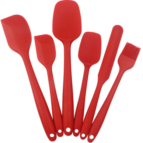 6er-Set Ölschaber, Silikonspatel, lebensmittelechte Silikon-Küchenhelfer, Rot