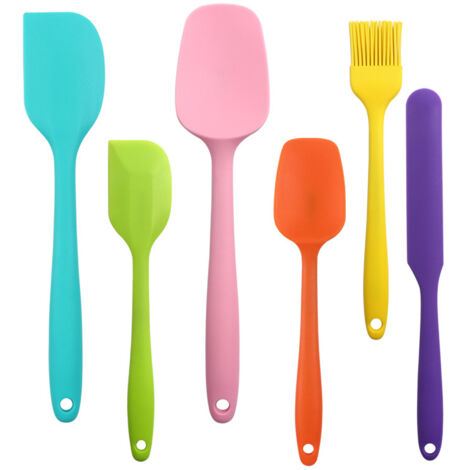 6er-Set Ölschaberpinsel, Silikonspatel, lebensmittelechte Silikon-Küchenhelfer, Farbe