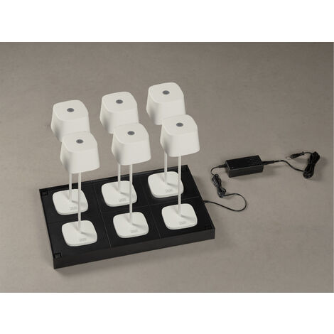6er Set Outdoor Akku Tischleuchten mit USB Ladestation