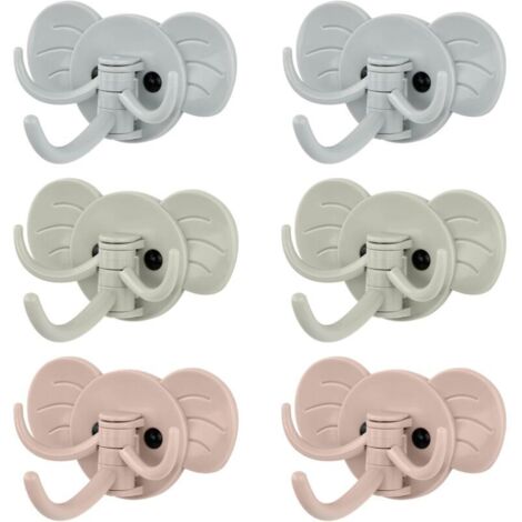 6er-Set selbstklebende Wandhaken, kreative 3-in-1-Tierhaken, Elefanten-Kleiderhaken, drehbarer Dekohaken