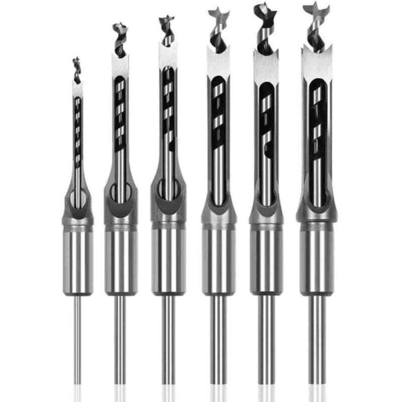 Image of 6er-Set Vierkantbohrer – Hohlstahl – Durchmesser 6–16 mm – Für Zapfenlöcher und Holzbearbeitung