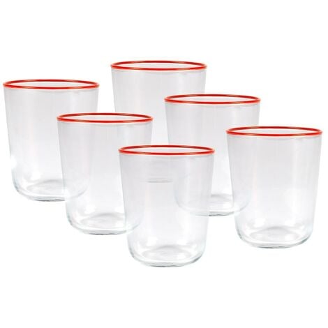 OZAIA 6er-Set Wassergläser mit orangefarbenem Rand - 31,5 cl - 8 x 9,5 cm - AZURAN