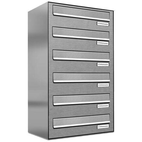 6er V2A Edelstahl Briefkasten-Anlage Tür- Zaundurchwurf