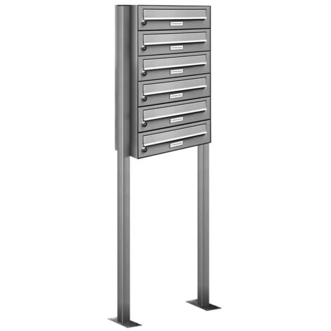 6er V2A Edelstahl Standbriefkasten Anlage Freistehend