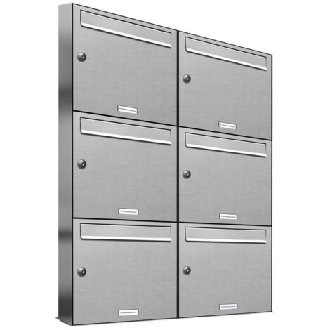 6er V2A Edelstahl Wandbriefkasten Anlage 6 Fach Briefkasten Postkasten