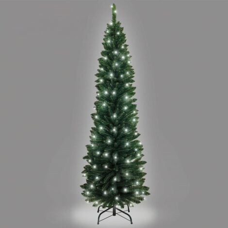 SHATCHI 6Ft Pre-Lit Green Pencil Christmas Tree Cool White