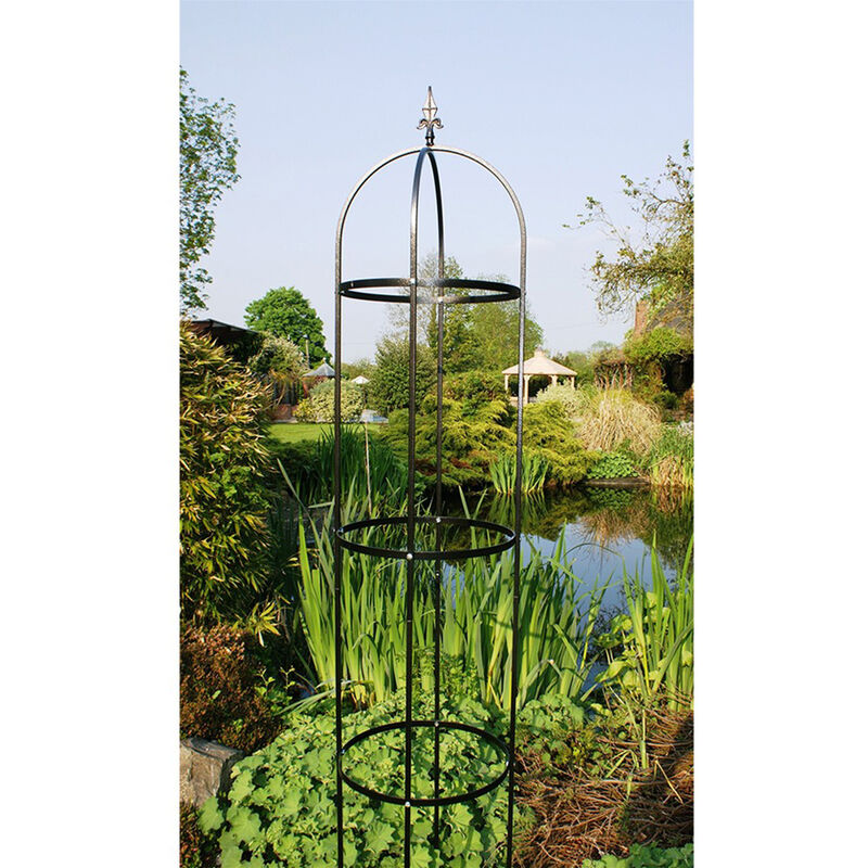 6Ft Traditional Tower - Garden Obelisk, Plant Support - Solid Steel - L37 x W35.6 x H182.9 cm