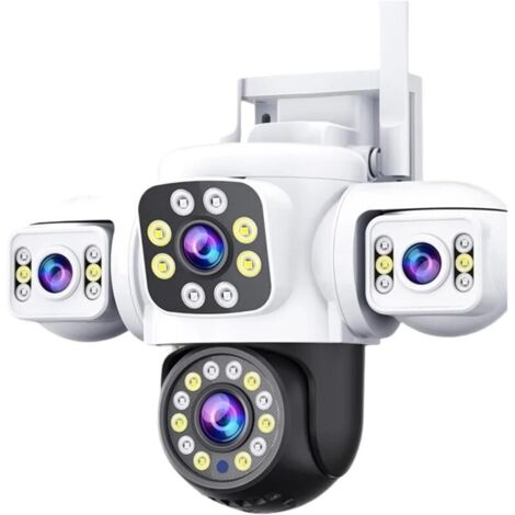 6K UHD 8MP WiFi IP-Kamera, Dreifachbildschirm, Dreifachlinse, KI-Humanoidenerkennung, automatische Verfolgung, Sicherheit (EU-Stecker, Wi-Fi-Version [Dreifachbildschirm, 10-facher Zoom], 30 Tage Speic