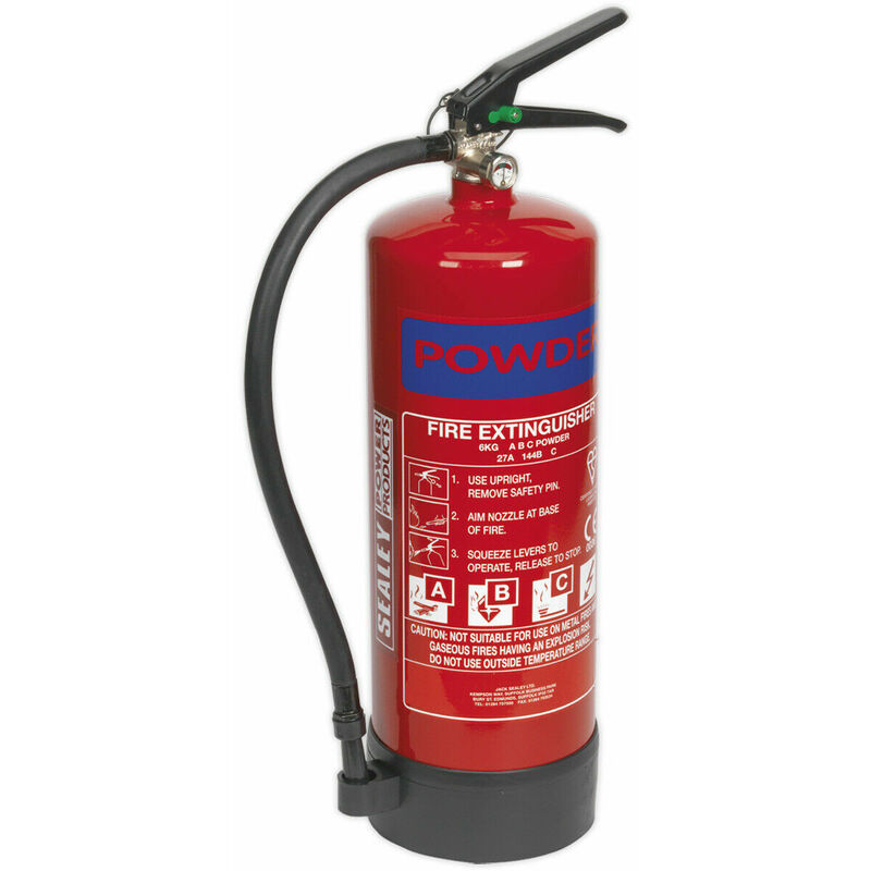 6kg Refillable Dry Powder Fire Extinguisher - Mounting Bracket - Pressure Gauge