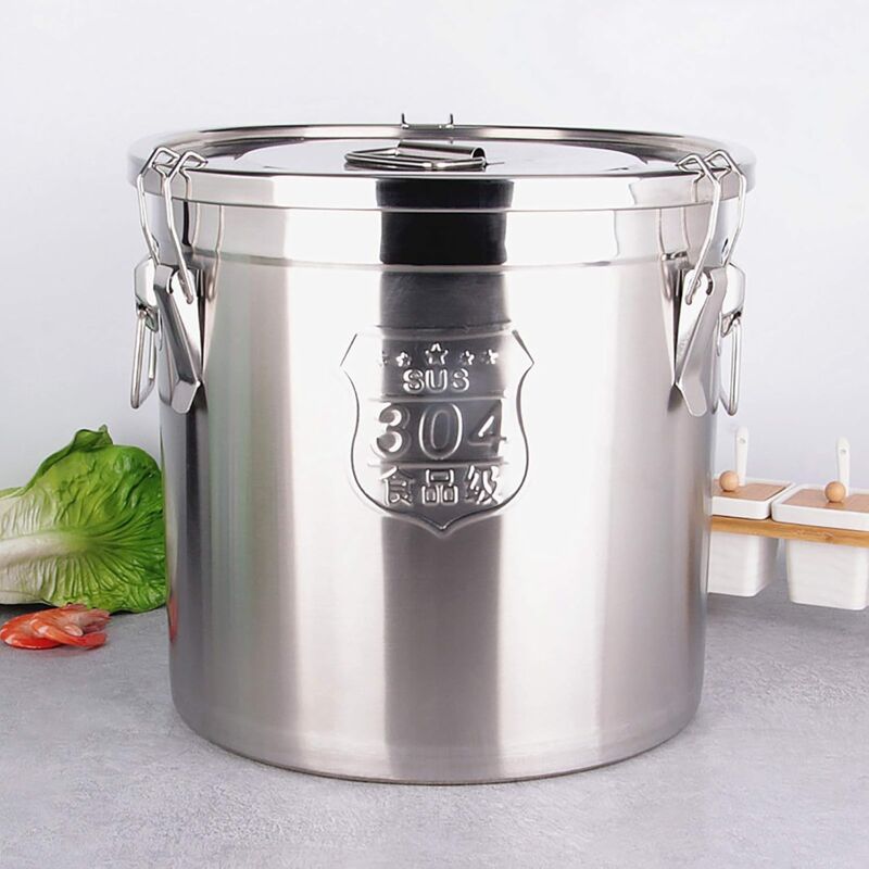 6l étanche à l'air pot alimentaire en acier inoxydable cuisine grain conteneur céréales cuisine lait réservoir de stockage cuisine riz seau à farine