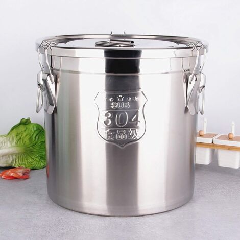 6l étanche à l'air pot alimentaire en acier inoxydable cuisine grain conteneur céréales cuisine lait réservoir de stockage cuisine riz seau à farine avec couvercle cuisine seau