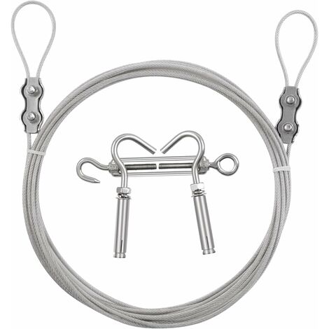 6m Φ3 mm PVC-beschichtetes Edelstahlkabel mit Kabelspanner, zur Herstellung von Aufhängesets für Edelstahlseile, Seilrutschen für den Garten, Kletterpflanzensets und Wäscheleinen.