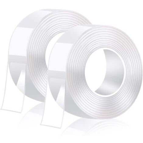 6M Ruban Adhésif Double Face Extra Fort, Transparent Lavable Nano Tape, Multifonctionnel Réutilisable Amovible Traceless Antidérapant Double-Face Gel