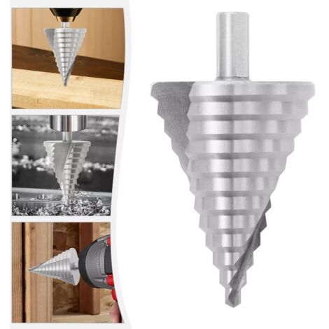 6mm-60mm Large HSS Spiral Groove Step Drill Cone Drill Bit Hole Cutter 12 Step