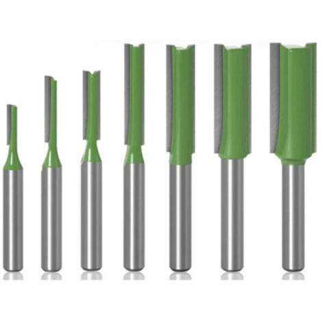 6mm Fraise défonceuse droite, 7 pièces Mèches de routeur droites Fraise à tranchants droits Jeu de mors droits Outils de travail du bois de fraise en bois de carburateur