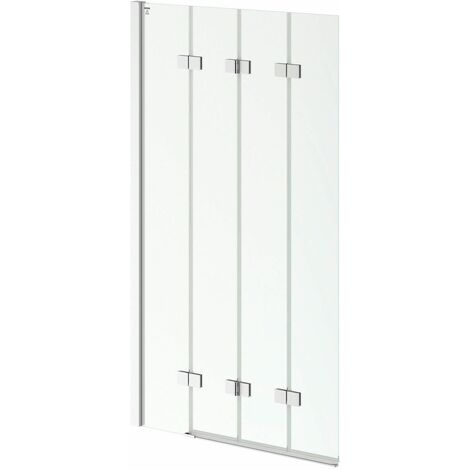 6mm frameless left handed 4 screen folding hinged bath screen
