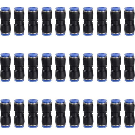 6mm Pneumatic Connector Quick Connect Straight Compressed Air Fitting Push-In Pneumatic Fitting Plastic Air Line Tube Fitting 30 Pieces
