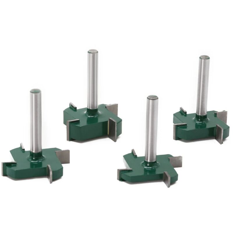 6mm Shank 4 Edge T Type Slotting Cutter Woodworking Tool Router Bits- 4Pcs Set