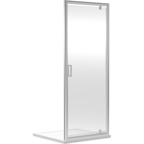 6mm Toughened Safety Glass Reversible Pivot Shower Door - 800mm - Chrome