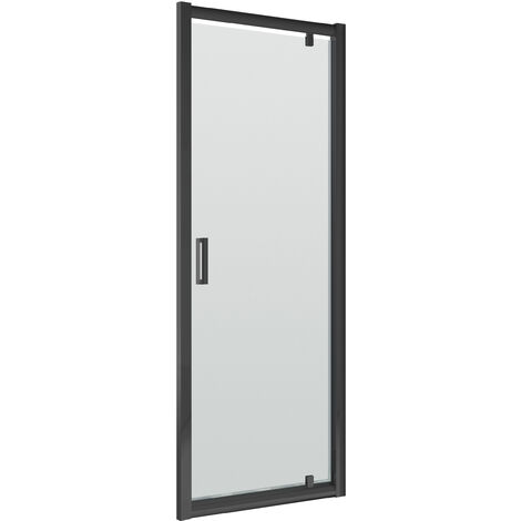 6mm Toughened Safety Glass Reversible Pivot Shower Door - 900mm - Black