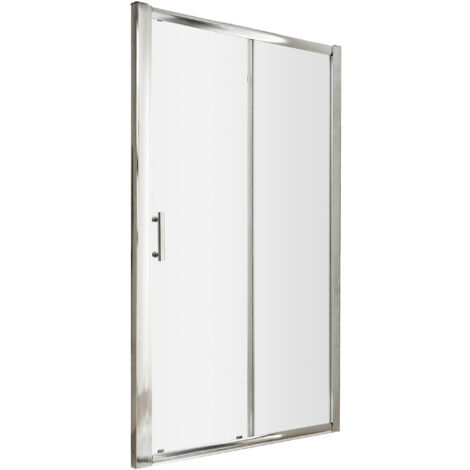 6mm Toughened Safety Glass Reversible Sliding Door - 1400mm - Chrome