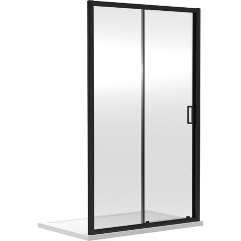 6mm Toughened Safety Glass Reversible Sliding Shower Door - 1000mm - Black
