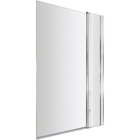 6mm Toughened Safety Glass Reversible Straight Shower Bath Screen with Fixed Panel - Chrome