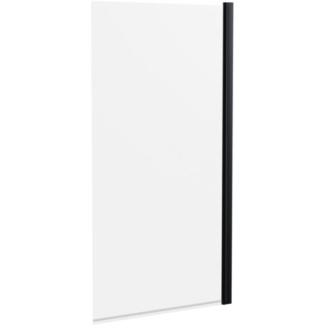 6mm Toughened Safety Glass Straight Reversible Bath Screen - Black