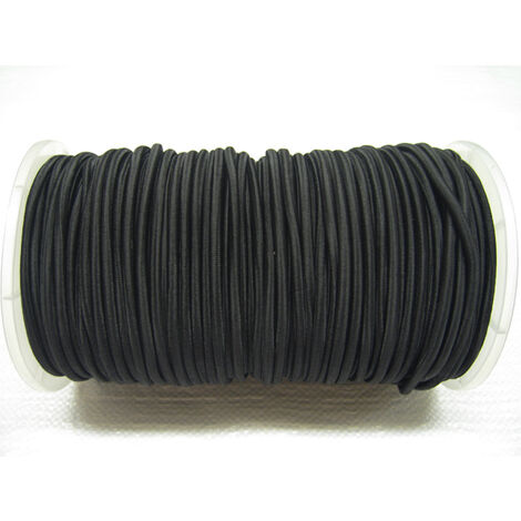 6MM x 100 Metre (328 Foot), Solid Black, Elastic Bungee Shock Cord Rope