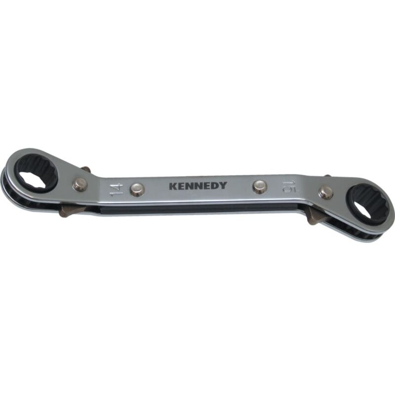 14mm x 15mm Offset Ratchet Ring Spanner - Kennedy