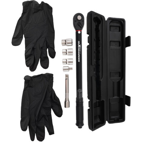 6pc 1/2" Click Torque Wrench Kit 10-150 ft.lb with Extension Bar & Socket Set
