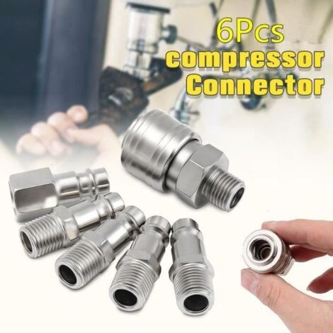 6Pc 1/4 Pouce BSP Compresseur Connecteur Air Coupleur libération Rapide Ligne Tuyau