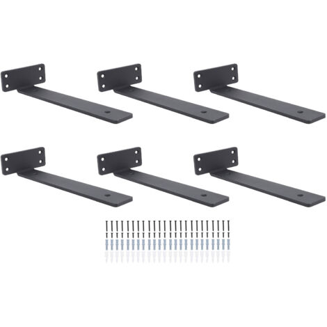 6Pcs 10in Shelf Bracket Iron L Shaped 200lbs Bearing Floating Shelf Bracket for Study Makeup Room