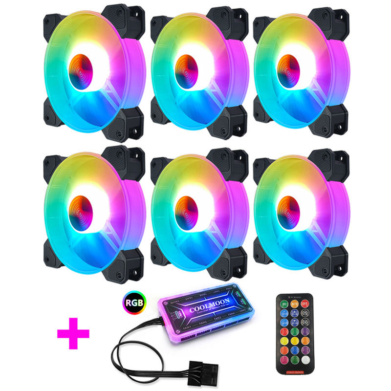 

6PCS 120mm PC Case Ventilador Control RGB LED 7 aspas Ventilador Ordenador silencioso