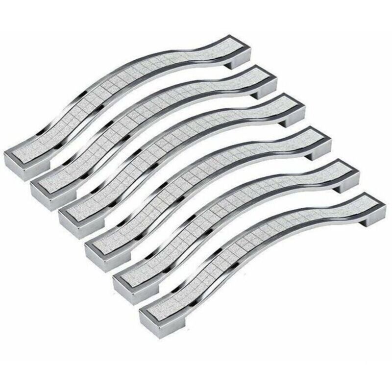 6pcs 128mm Poignée de Porte Cristal Decoration Bouton de Porte Bouton de Meuble Pour Meuble Tiroir Placard Bin Penderie Armoire,