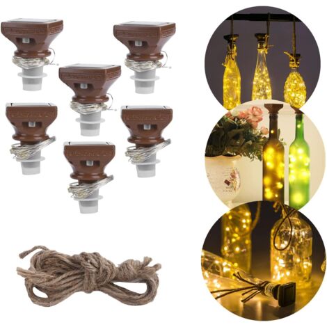 6PCS 20LED Solar Lichterketten, Flaschenkorken-Licht-Dekor-Licht mit IP44 wasserdicht für Weinflaschen, Glasflaschen und Limonadenflaschen