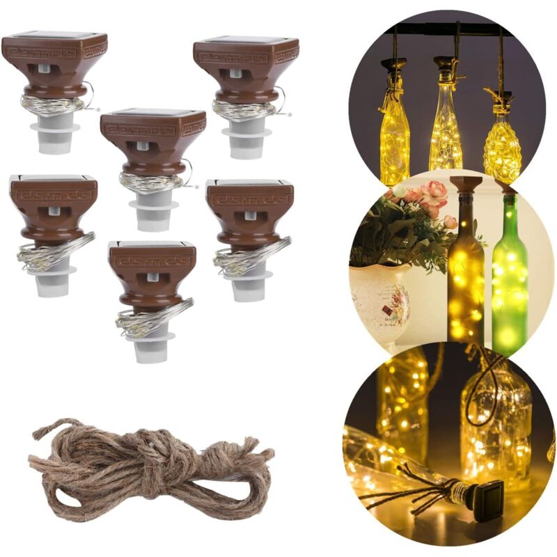 Image of 6PCS 20LED Solar String Lights, Cork&hellip;