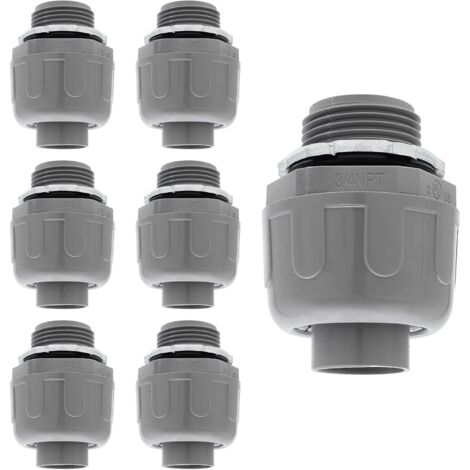 6pcs 3 / 4 "(environ 1,9 cm) NPT connecteur étanche liquide raccord de connecteur de conduit électrique droit non métallique, raccord de conduit flexible en PVC certifié UL