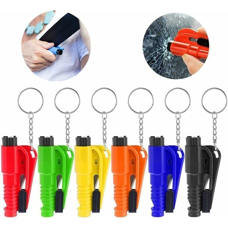 6Pcs 3 in 1 Car Window Breaker Keychain, Multi-Function Rescue Tool, Emergency Tool with Window Breaker and Seat Belt Cutter Ikodm Safety Tool