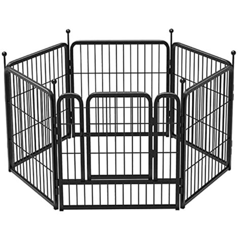 6pcs 50/60cm Multifunctional Pet Playpen Solid Rustproof Non-Slip Metal Black