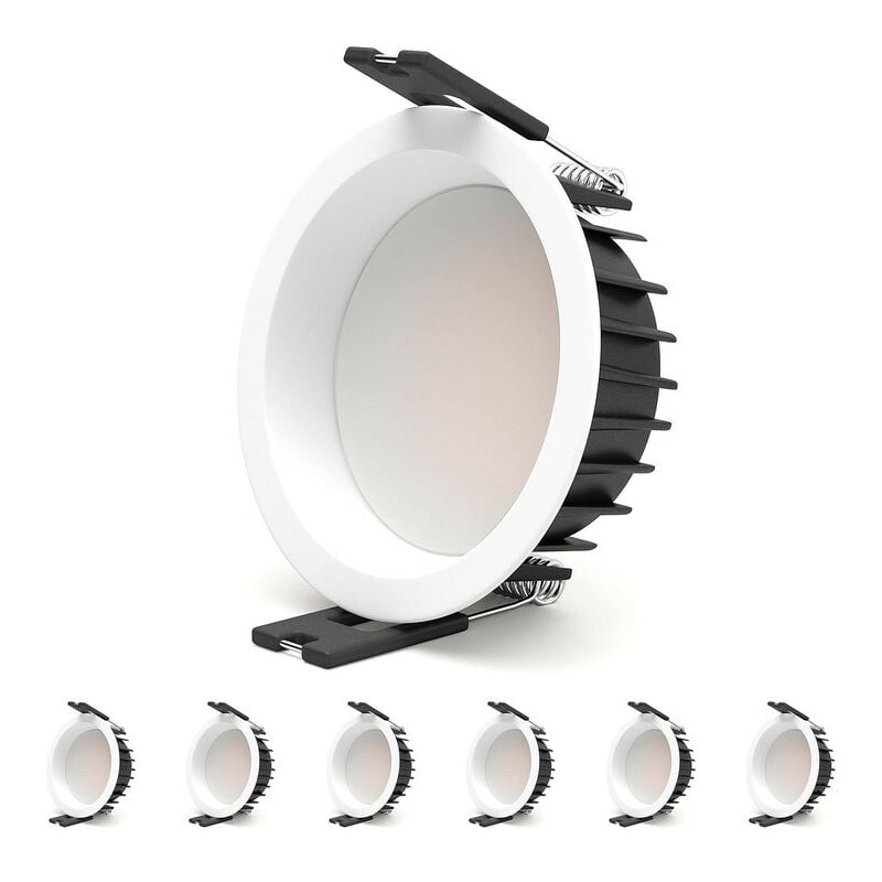 6PCS 7W led spot encastré 3000K Spot led encastrable cri 90+ Pas de scintillement Spot intérieur led plafon,Angle de faisceau 100°,trou encastré ø 75